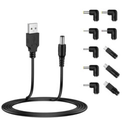 [Kit incarcare] Cablu + 10 adaptoare USB la DC Techsuit ChargeNest AC21, negru