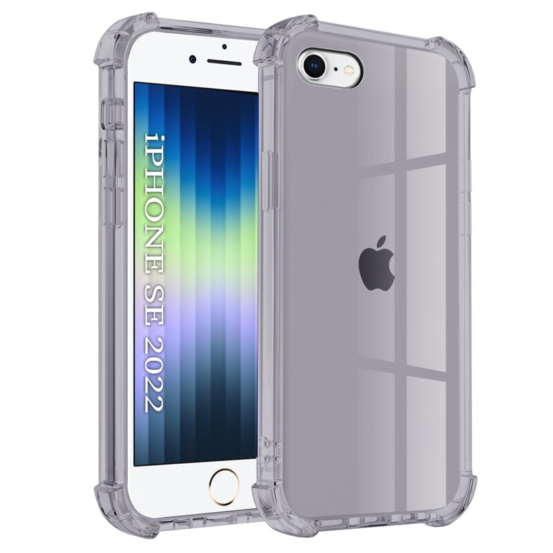 Husa iPhone SE 3, SE 2022 Techsuit Shockproof Clear Silicone, fumuriu