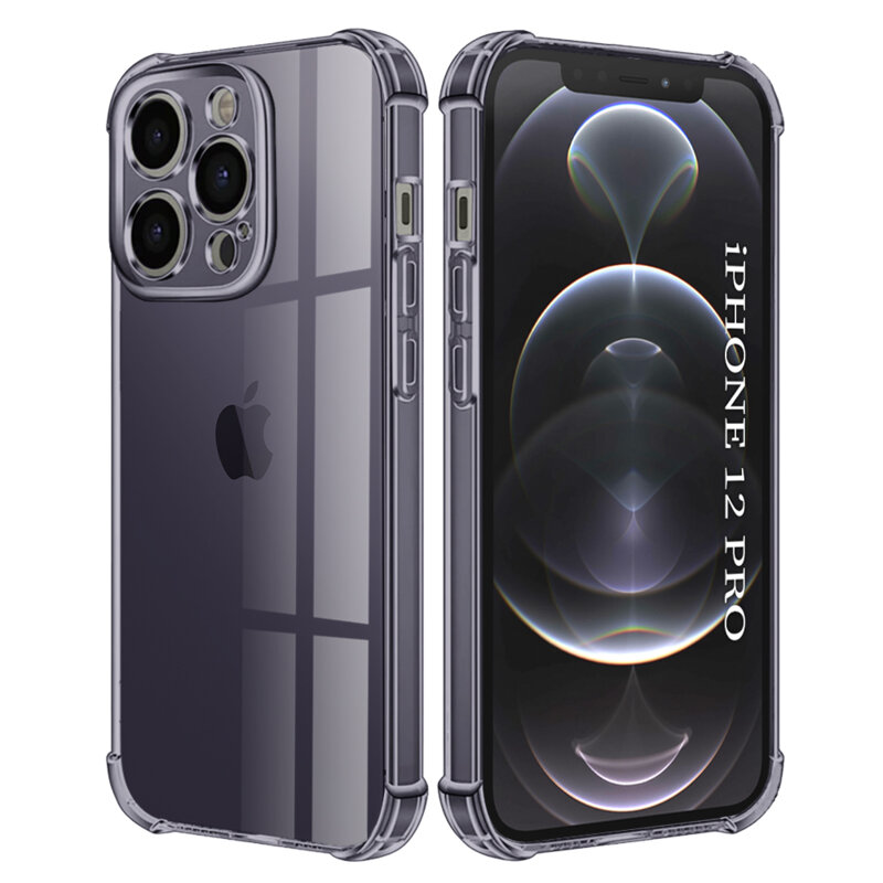 Husa iPhone 12 Pro Techsuit Shockproof Clear Silicone, fumuriu