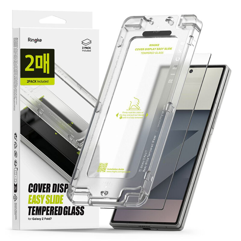 [Pachet 2x] Folie sticla Samsung Galaxy Z Fold7 Ringke Cover Display Easy Slide Tempered Glass, transparenta