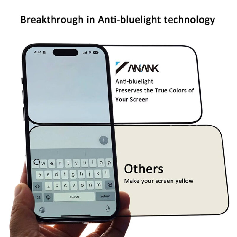 Folie sticla iPhone 16 ANANK 2.5D 3X Reinforced Anti-blue Light, negru