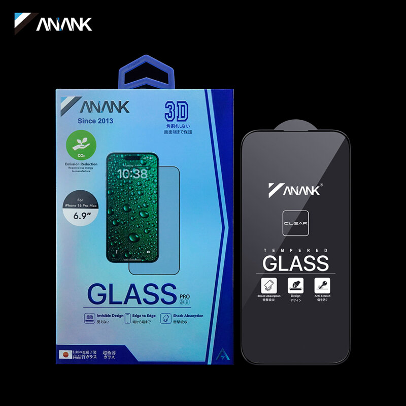 Folie sticla iPhone 16 Pro ANANK 3D Invisible 3X Reinforced Edge to Edge, negru