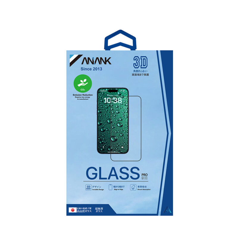 Folie sticla iPhone 16 Pro ANANK 3D Invisible 3X Reinforced Edge to Edge, negru