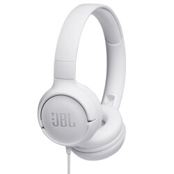 Casti on-ear cu fir JBL Tune 500, Pure Bass, Jack, alb