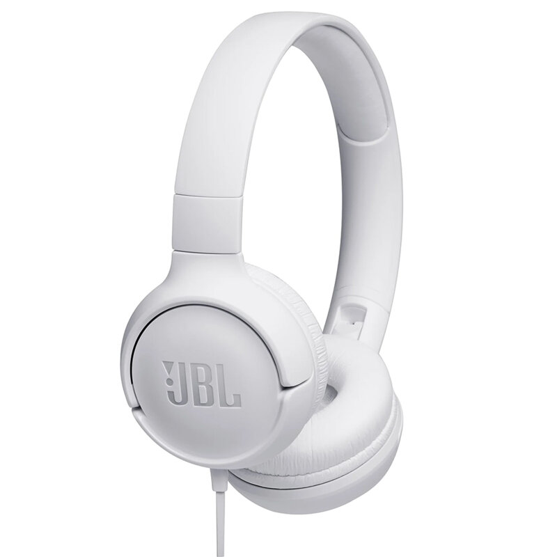 Casti on-ear cu fir JBL Tune 500, Pure Bass, Jack, alb