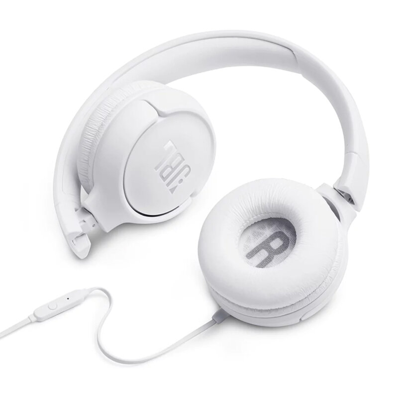 Casti on-ear cu fir JBL Tune 500, Pure Bass, Jack, alb