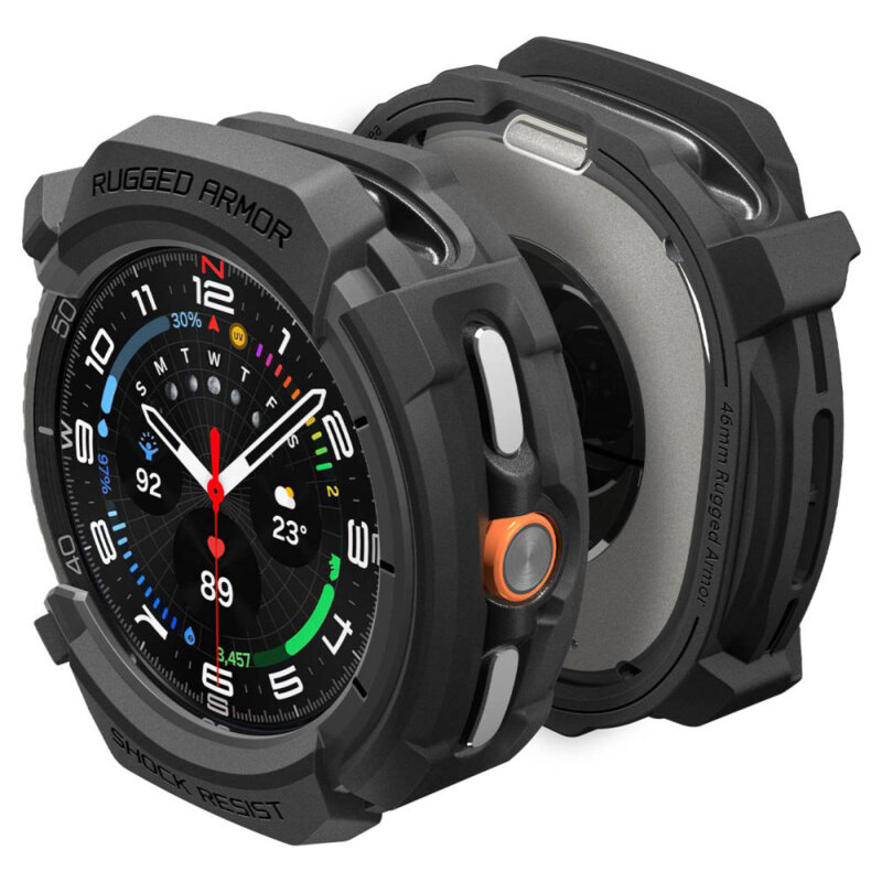 Husa Samsung Galaxy Watch8 Classic Spigen Rugged Armor, negru