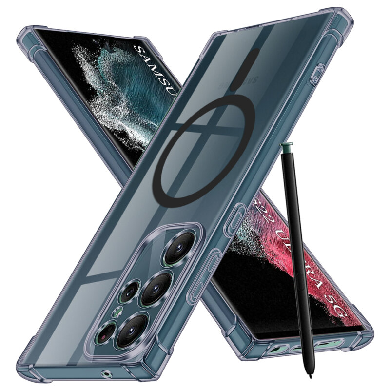 Husa Samsung Galaxy S22 Ultra 5G Techsuit Shockproof Clear Silicone MagSafe, fumuriu