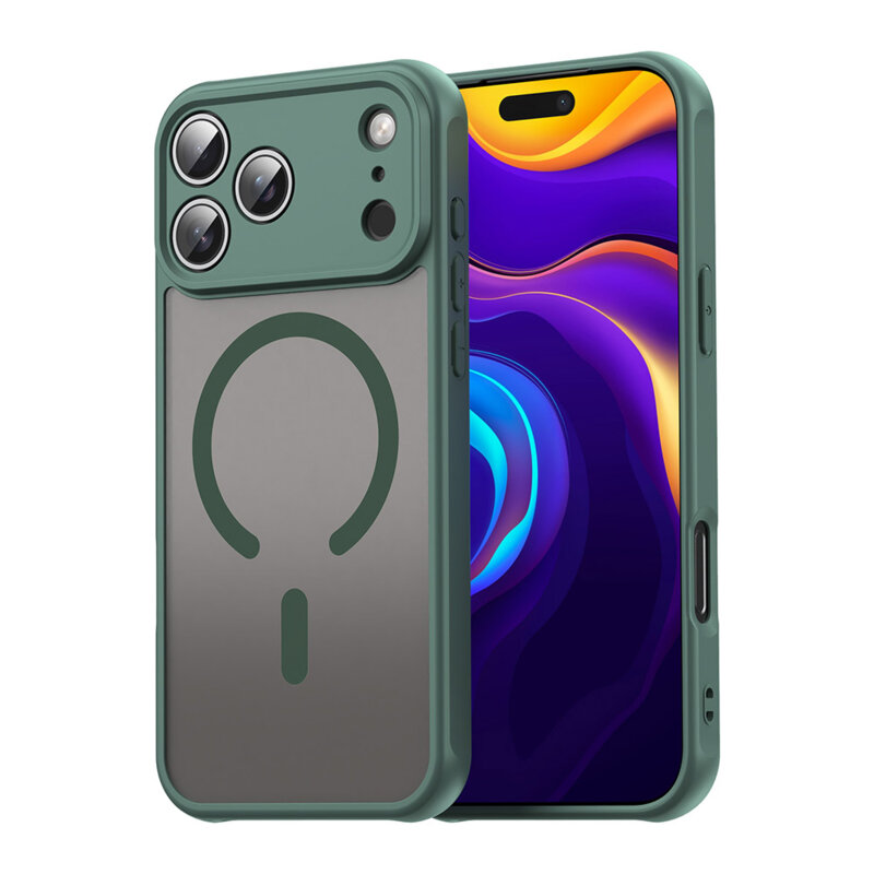 Husa iPhone 17 Pro Max Techsuit HaloFrost II MagSafe, verde