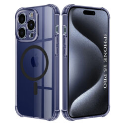 Husa iPhone 15 Pro Techsuit Shockproof Clear Silicone MagSafe, fumuriu