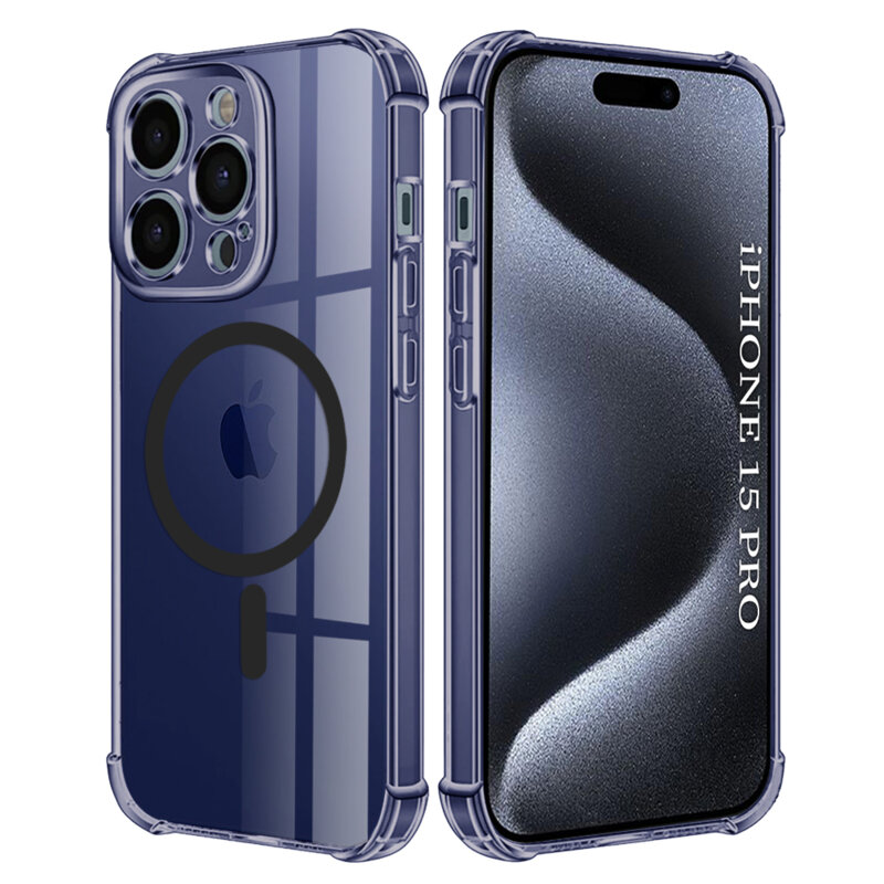 Husa iPhone 15 Pro Techsuit Shockproof Clear Silicone MagSafe, fumuriu