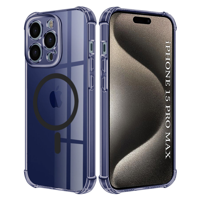 Husa iPhone 15 Pro Max Techsuit Shockproof Clear Silicone MagSafe, fumuriu