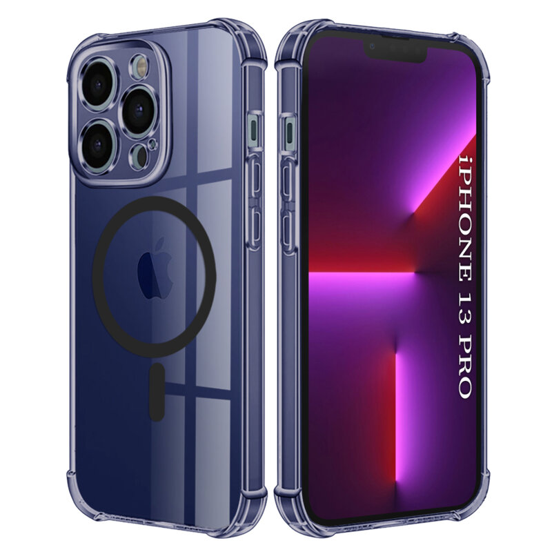 Husa iPhone 13 Pro Techsuit Shockproof Clear Silicone MagSafe, fumuriu