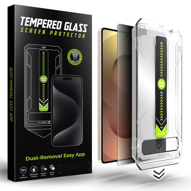 Folie Samsung Galaxy S25 Ultra, deblocare prin amprenta, Techsuit TitanGlass CrystalHD, privacy