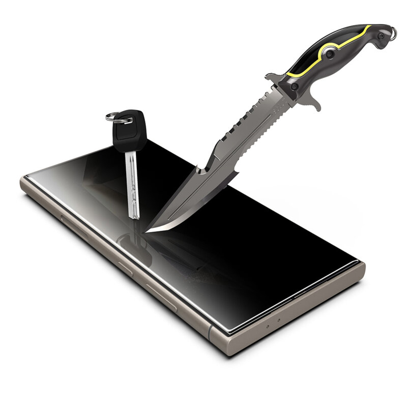 Folie Samsung Galaxy S24 Ultra, deblocare prin amprenta, Techsuit TitanGlass CrystalHD, privacy