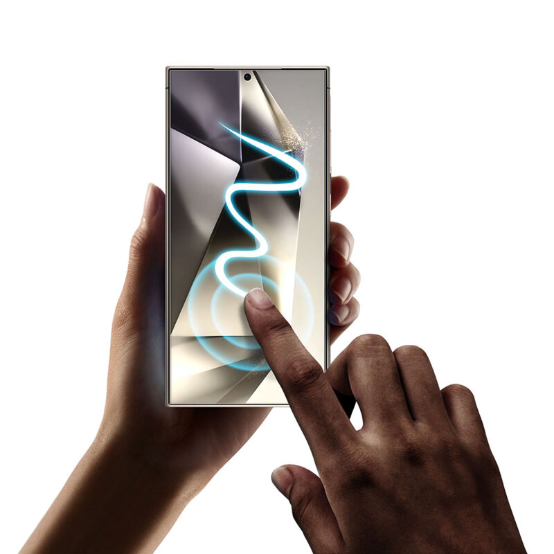 Folie Samsung Galaxy S24 Ultra, deblocare prin amprenta, Techsuit TitanGlass CrystalHD, privacy
