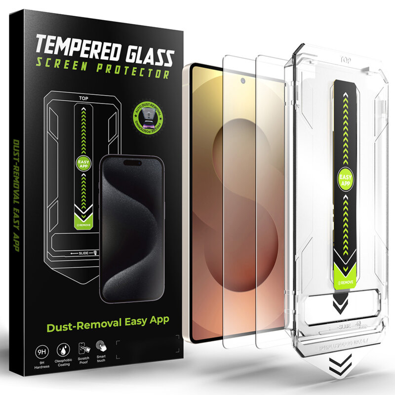 [Pachet 2x] Folie Samsung Galaxy S25 Ultra, deblocare prin amprenta, Techsuit TitanGlass CrystalHD, transparenta
