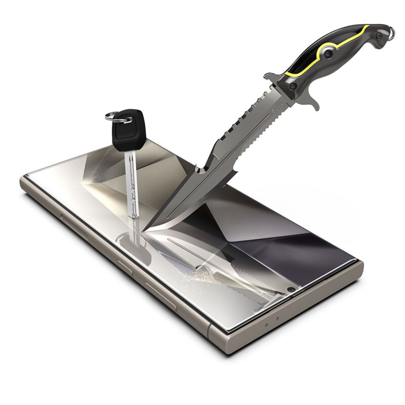 [Pachet 2x] Folie Samsung Galaxy S24 Ultra, deblocare prin amprenta, Techsuit TitanGlass CrystalHD, transparenta