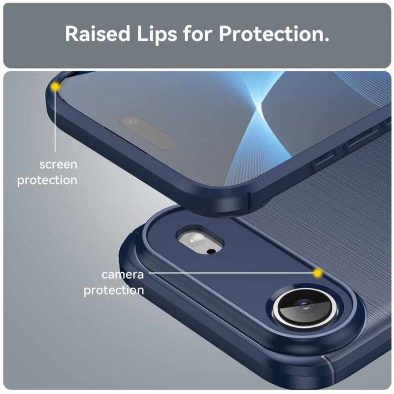 Husa iPhone 17 Air Techsuit Carbon Silicone, albastru