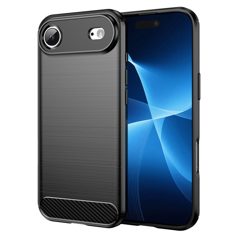 Husa iPhone 17 Air Techsuit Carbon Silicone, negru