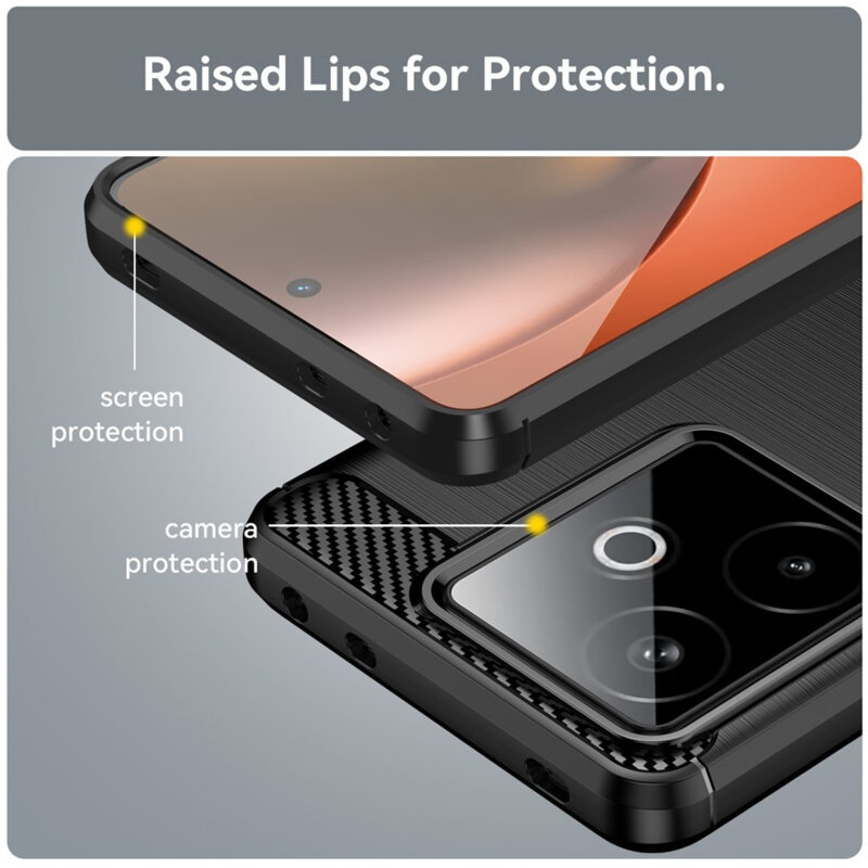 Husa Realme GT 7 Techsuit Carbon Silicone, negru