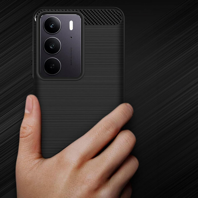 Husa Realme C71 Techsuit Carbon Silicone, negru