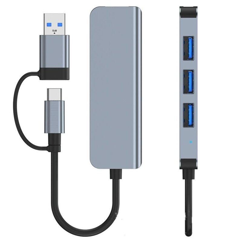 Hub USB, Type-C to USB 3.0, 3x USB 2.0 Techsuit H8, gri