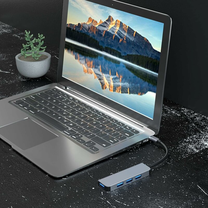 Hub USB, Type-C to USB 3.0, 3x USB 2.0 Techsuit H8, gri