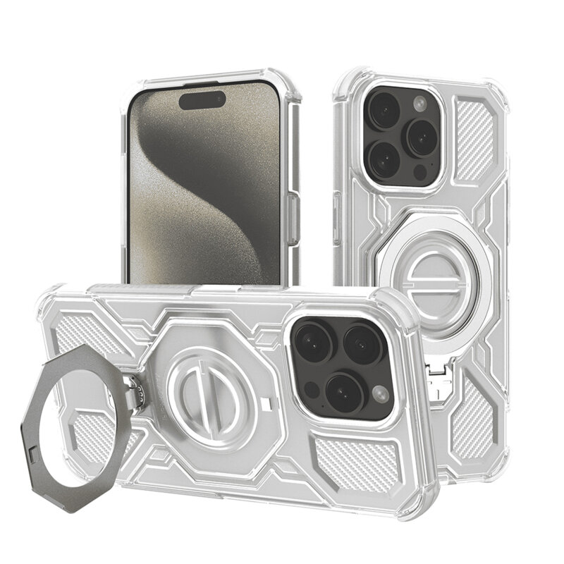 Husa iPhone 15 Pro Techsuit Carbon Shield PRO, alb