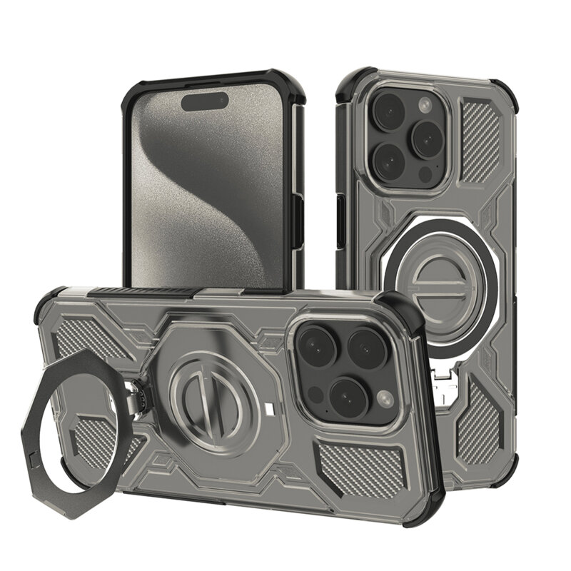 Husa iPhone 15 Pro Techsuit Carbon Shield PRO, fumuriu