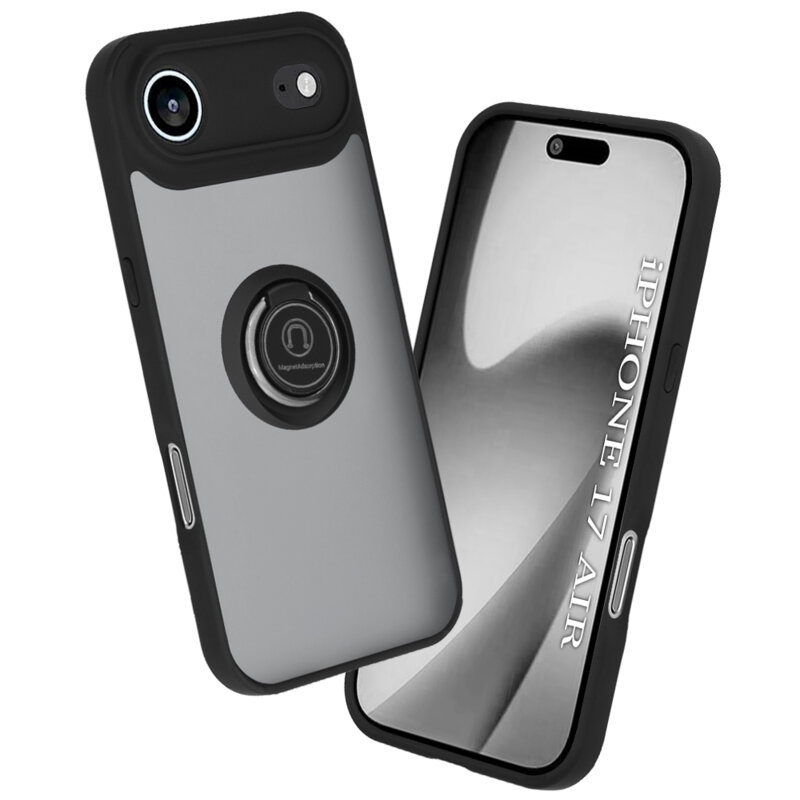 Husa iPhone 17 Air Techsuit Glinth cu inel suport stand magnetic, negru