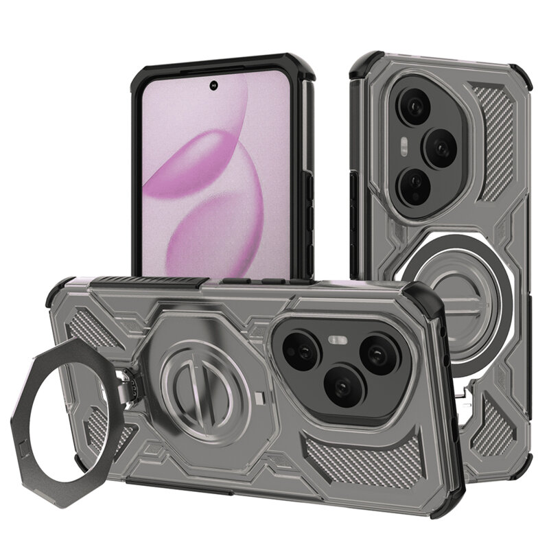 Husa Honor 400 Pro Techsuit Carbon Shield PRO, fumuriu
