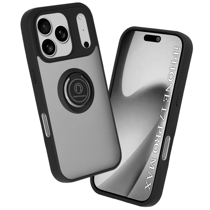 Husa iPhone 17 Pro Max Techsuit Glinth cu inel suport stand magnetic, negru