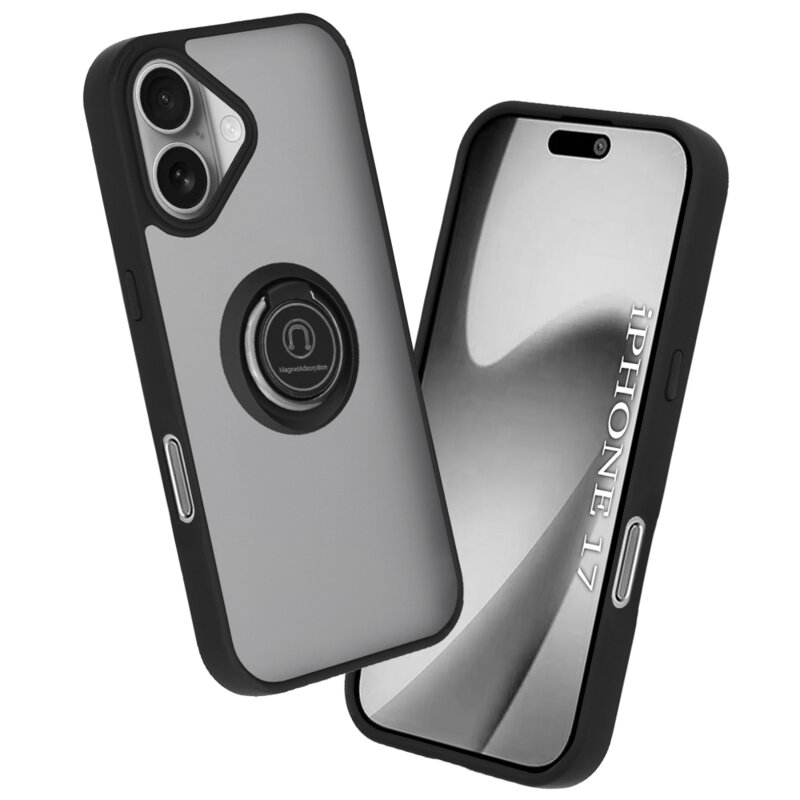 Husa iPhone 17 Techsuit Glinth cu inel suport stand magnetic, negru