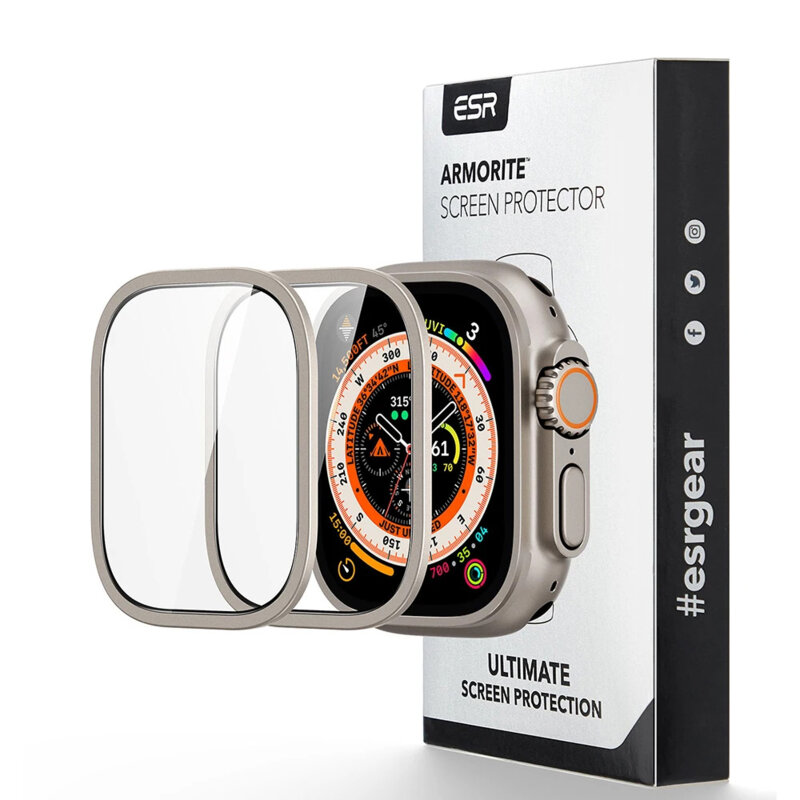 [Pachet 2x] Folie Apple Watch Ultra ESR Armorite, titanium