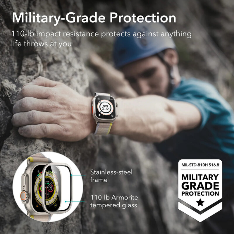 [Pachet 2x] Folie Apple Watch Ultra 2 ESR Armorite, titanium