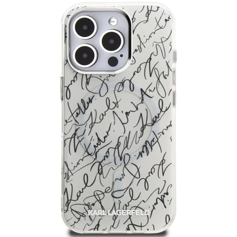 Husa iPhone 16 Pro Max Karl Lagerfeld IML MagSafe, alb, KLHMP16XHMSPUSH