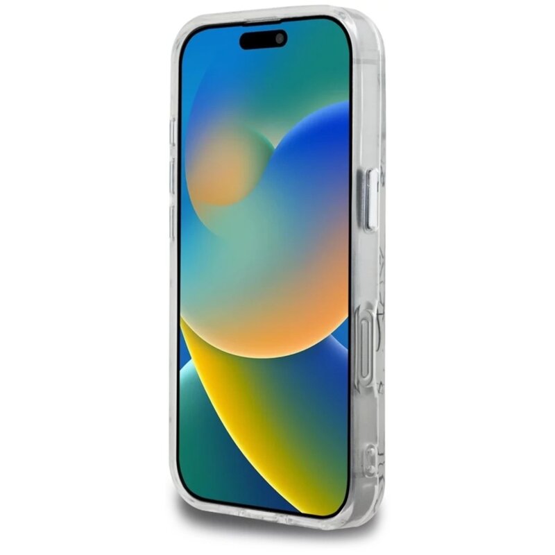 Husa iPhone 16 Pro Karl Lagerfeld IML MagSafe Karl Script Pattern, alb, KLHMP16LHMSPUSH