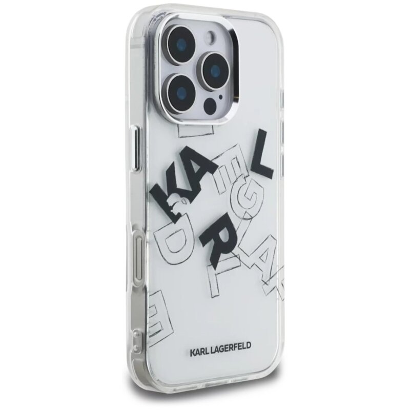 Husa iPhone 16 Pro Karl Lagerfeld IML Sketched Graphic Logo, transparenta, KLHCP16LHMLGFCH