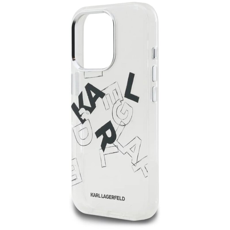 Husa iPhone 16 Pro Karl Lagerfeld IML Sketched Graphic Logo, transparenta, KLHCP16LHMLGFCH