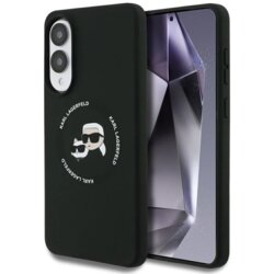 Husa Karl Lagerfeld Samsung Galaxy S25 Edge Silicone Double Heads MagSafe, negru, KLHMS25ESKCHTCK