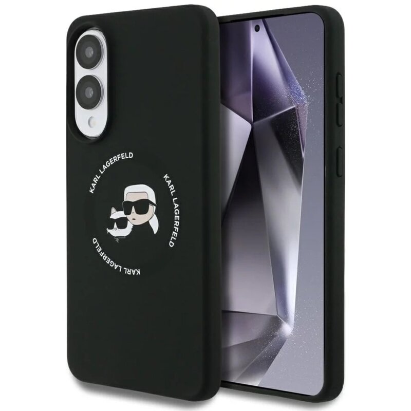 Husa Karl Lagerfeld Samsung Galaxy S25 Edge Silicone Double Heads MagSafe, negru, KLHMS25ESKCHTCK