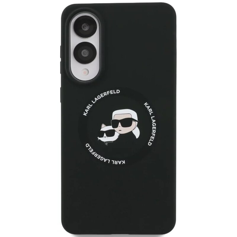 Husa Karl Lagerfeld Samsung Galaxy S25 Edge Silicone Double Heads MagSafe, negru, KLHMS25ESKCHTCK