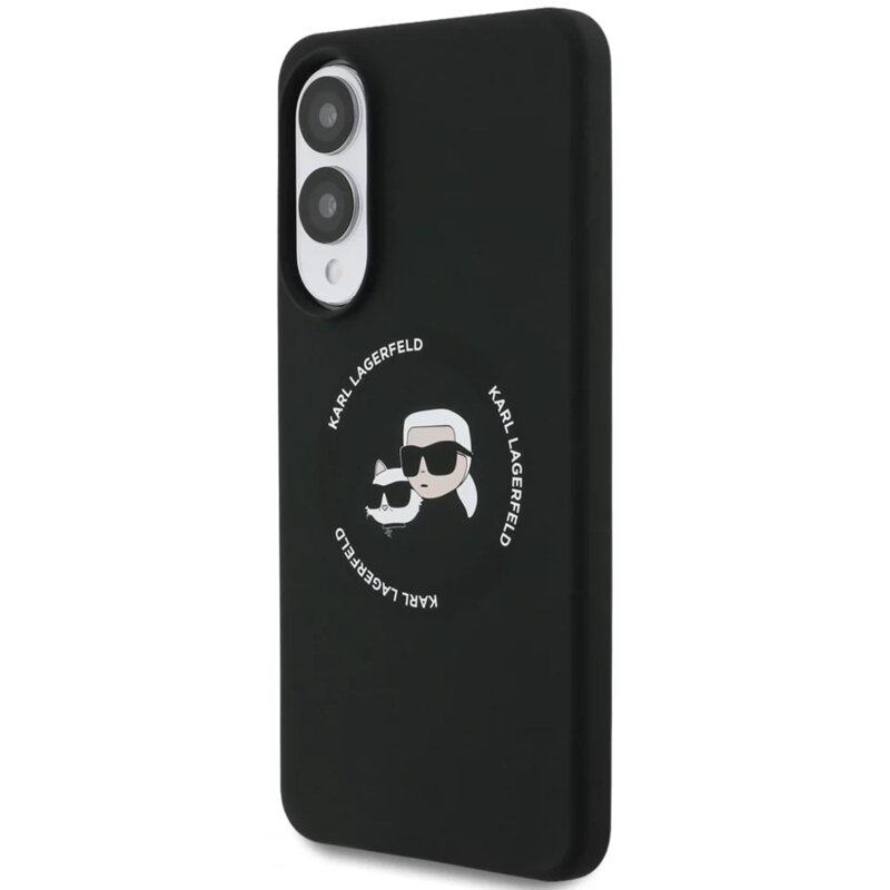 Husa Karl Lagerfeld Samsung Galaxy S25 Edge Silicone Double Heads MagSafe, negru, KLHMS25ESKCHTCK