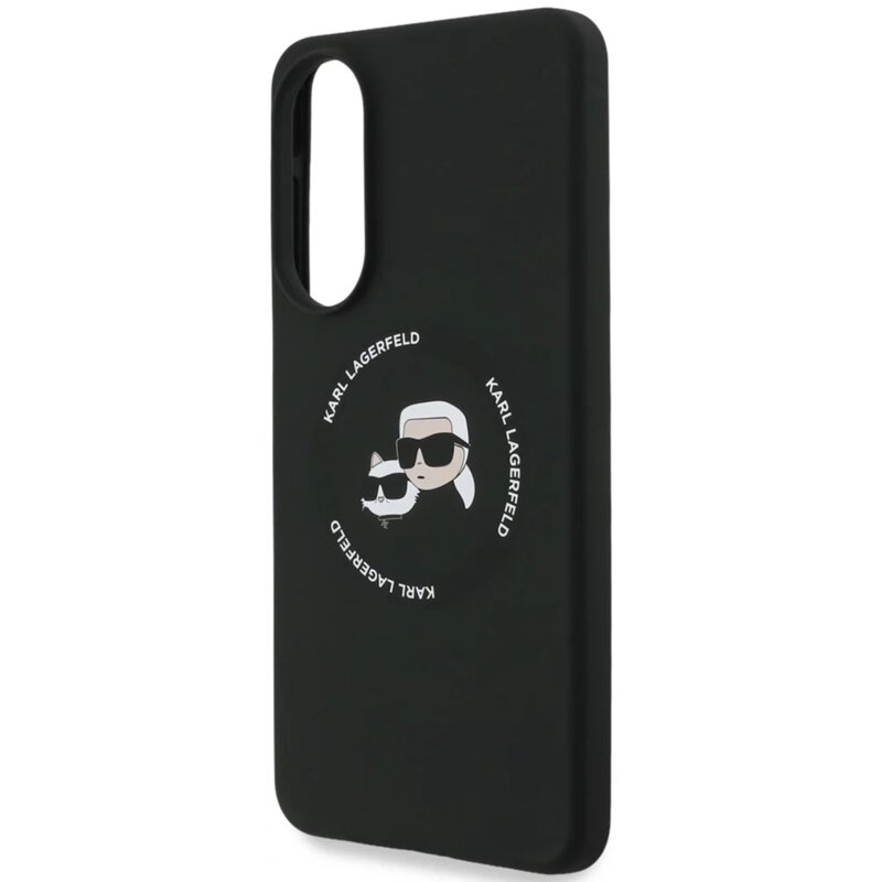 Husa Karl Lagerfeld Samsung Galaxy S25 Edge Silicone Double Heads MagSafe, negru, KLHMS25ESKCHTCK