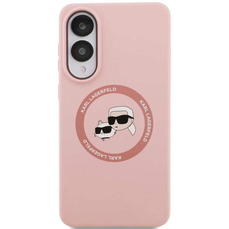 Husa Karl Lagerfeld Samsung Galaxy S25 Edge Silicone Double Heads MagSafe, roz, KLHMS25ESKCHTCP