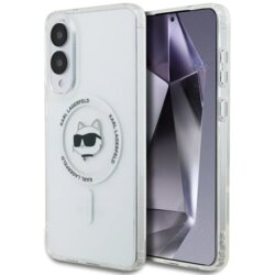 Husa Samsung Galaxy S25 Edge Karl Lagerfeld IML MagSafe, alb, Choupette`s Head, KLHMS25EHLSCHH