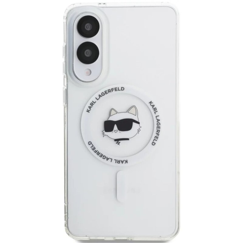 Husa Samsung Galaxy S25 Edge Karl Lagerfeld IML MagSafe, alb, Choupette`s Head, KLHMS25EHLSCHH