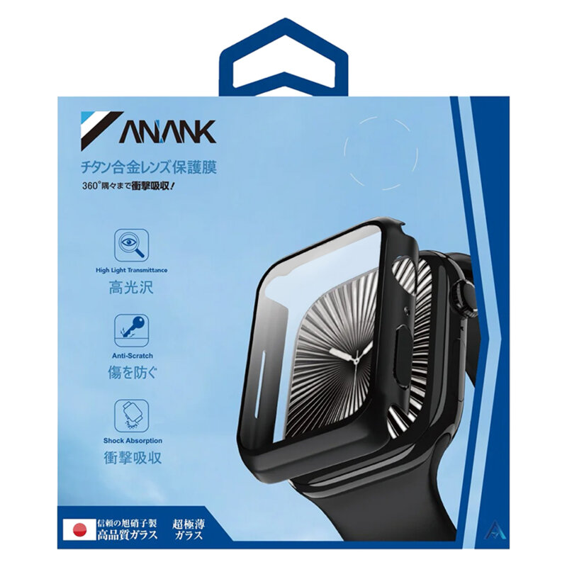 [Pachet 360°] Husa + folie Apple Watch 7 41mm ANANK Screen Guard, negru