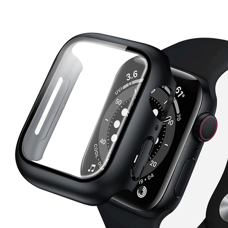 [Pachet 360°] Husa + folie Apple Watch 7 45mm ANANK Screen Guard, negru